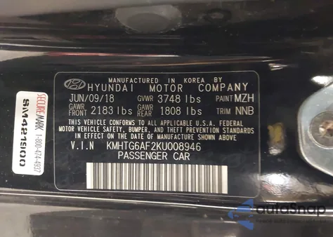 2019 Hyundai Veloster 2.0 из США, поврежденный, VIN KMHTG6AF2KU008946